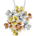 Kate Bissett Silvertone 3D Multicolor Flower CZ Necklace