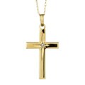 14k Yellow Gold Flat Cross Necklace
