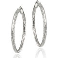 Sterling Silver 35 mm Diamond-cut Hoop Earrings
