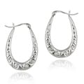Sterling Silver Scroll Design Hoop Earrings