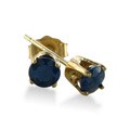 14k Yellow Gold Blue Sapphire Stud Earrings