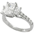 Tressa Sterling Silver CZ Three-stone Solitaire Ring