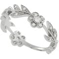 Tressa Sterling Silver CZ Flower and Leaves Ring
