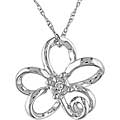 10k White Gold Diamond Accent Flower Necklace