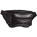 Kozmic Front Zippered Black Leather Fanny Pack