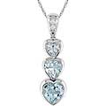 10k White Gold Triple Heart Blue Topaz Necklace