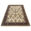 Indian Sarough Hand-knotted Ivory/ Black Rug (10' x 14'6)