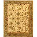 Handmade Heirloom Ivory/ Light Green Wool Rug (8' x 10')