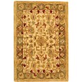 Handmade Heirloom Ivory/ Light Green Wool Rug (2' x 3')