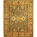 Handmade Heirloom Blue/ Ivory Wool Rug (8' x 10')