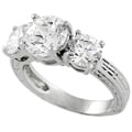 Sterling Silver Three-stone Cubic Zirconia Ring