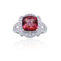 Glitzy Rocks Sterling Silver 5 CTW Genuine Pink Salmon Quartz Ring