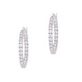 Icz Stonez Sterling Silver 25 mm Inside and Out CZ Hoop Earrings
