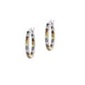 Glitzy Rocks Sterling Silver Inside-out Multi-gemstone Hoops