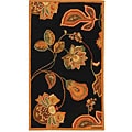 Hand-hooked Autumn Leaves Black/ Orange Wool Rug (2'9 x 4'9)