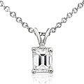 14k Gold 3/8ct TDW Emerald-cut Diamond Solitaire Pendant (H-I, SI1-SI2)