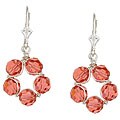 Charming Life Sterling Silver Coral Pink Crystal Circle Earrings
