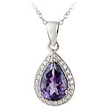 Glitzy Rocks Sterling Silver 2 3/4 CTW Amethyst and CZ Teardrop Necklace