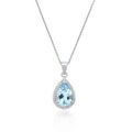 Glitzy Rocks Sterling Silver Blue Topaz and CZ Teardrop Necklace