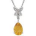 10k White Gold Citrine and Diamond Necklace