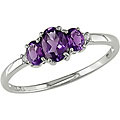 10k White Gold Amethyst and Diamond Ring