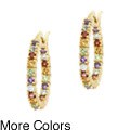 Glitzy Rocks 18k Gold overlay/Sterling Silver Multi-gemstone Hoop Earrings
