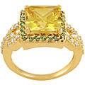 14k Yellow Gold Overlay Super Solitaire CZ Ring