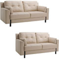 Tiffany Cream Leather Sofa and Loveseat