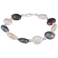White and Peacock Cultured FW Coin Pearl Bracelet (10 mm)