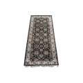 Free connected tips for carpet Indo Indo Mahal Hand-knotted Black/ Ivory Rug (4' x 10')