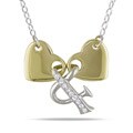 14k Two-tone Gold 1/10ct TDW Double Heart Necklace