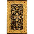 Handmade Mahal Black/ Beige Wool Rug (3' x 5')