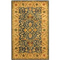 Handmade Antique Mahal Blue/ Beige Wool Rug (3' x 5')