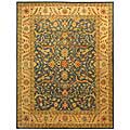 Handmade Antique Mahal Blue/ Beige Wool Rug (6' x 9')