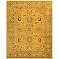Handmade Antique Isfan Dark Gold/ Light Green Wool Rug (6' x 9')