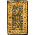 Handmade Antique Mashad Blue/ Ivory Wool Runner (2'3 x 4)