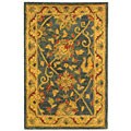Handmade Antique Mashad Blue/ Ivory Wool Rug (2' x 3')