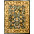 Handmade Antique Mashad Blue/ Ivory Wool Rug (7'6 x 9'6)