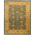 Handmade Antique Mashad Blue/ Ivory Wool Rug (9'6 x 13'6)