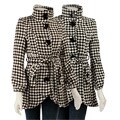 Last Kiss Women's Belted Houndstooth Coat