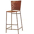 Set of 2 Iron and Leather Eyela Counter Stools (India)