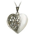 Sterling Silver Marcasite and Mother of Pearl Necklace