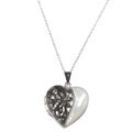 Sterling Silver Marcasite and Mother of Pearl Necklace