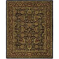 Handmade Classic Heirloom Navy/ Red Wool Rug (5' x 8')