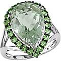 10k White Gold Green Amethyst and Tsavorite Ring