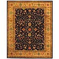 Handmade Mahal Black/ Beige Wool Rug (6' x 9')