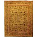 Handmade Antique Kasadan Olive Green Wool Rug (9'6 x 13'6)