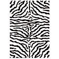 Alexa Zebra Animal Pattern Black/ White Wool Rug (5' x 8')