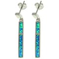 Sterling Silver Created Opal Stick Dangle Earrings
