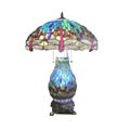 Tiffany-style Blue Dragonfly Table Lamp with Lighted Base